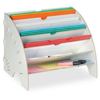 Desk Organizer Relaxdays, 6 Scomparti, A4, Bianco