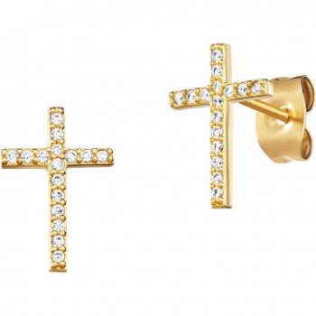Boucles d'oreilles croix en or avec zircone ERE-LILCROS-ZSG