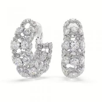 Orecchini a Cerchio Donna Swarovski Constella Placcati Rodio con Zirconia Cubica Bianchi 3.5 cm x 1.4 cm