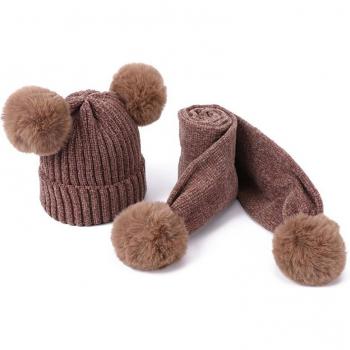 Set Completo Niños: Gorro Pompon + Bufanda de Piel