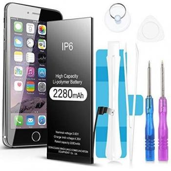 Batterie interne Jojobnj 2280 mAh pour iPhone 6 + Kit d’outils de réparation