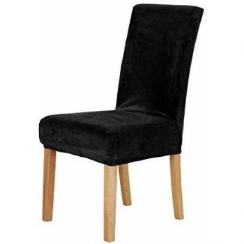 Black Velvet Spandex Chair Seat Covers – 6 Pieces