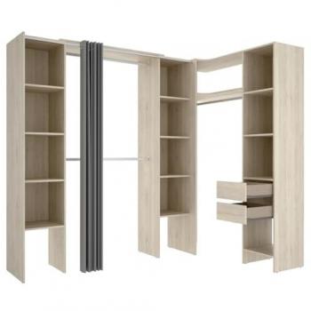 Armoire d'angle en bois mélaminé chêne