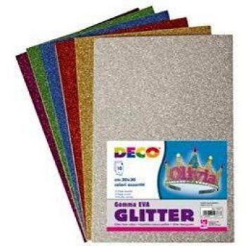 Fogli di Gomma Crepp Glitter 20x30 cm colori assortiti CWR busta 10 fogli