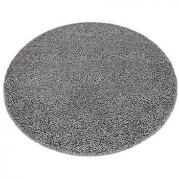 Shaggy Ronde Grijze Vloerkleed – 120 cm, 5 cm