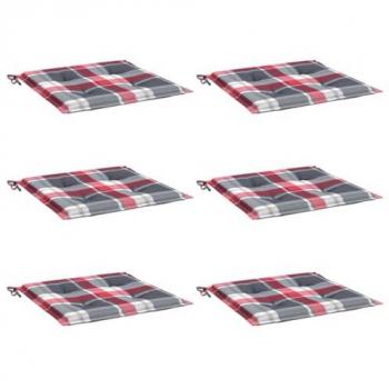 Conjunto de Almofadões Xadrez Vermelho para Cadeiras de Jardim