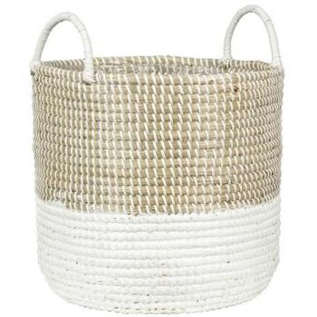 Scheurich Seegras Korbgefäß mit Innenfolie braun/weiß 27 cm Durchmesser, 23,5 cm hoch