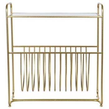 Gold‑Tinted Media Organizer – Metal Frame (76×35×83 cm)