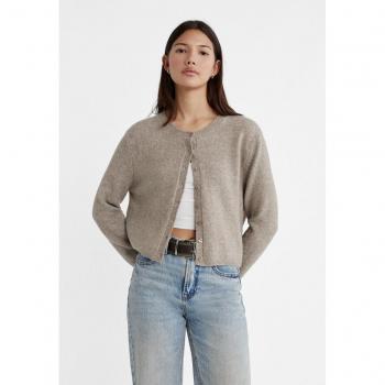 Soft-touch knit cardigan with buttons in Stone M