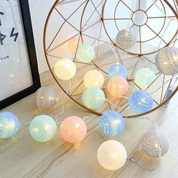 KWODE LED Kugel Lichterkette, Cotton Ball für Schlafzimmer und Partybeleuchtung