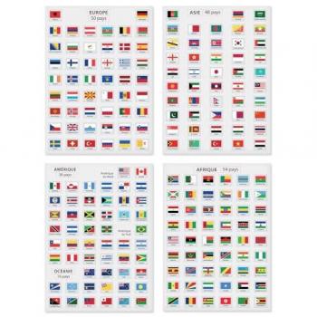 Set de Gommettes : 214 Drapeaux du Monde