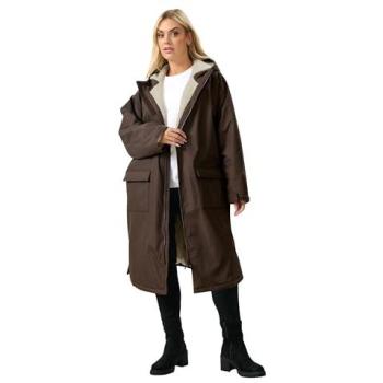 Yours Women’s Waterproof Fleece‑Lined Robe – Chocolate, Size 20-24 Female