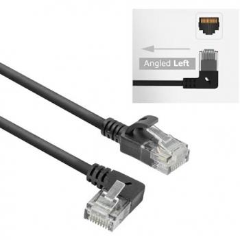ACT Schwarz 1,5m U/UTP CAT6A LSZH Dünnnetzwerk-Kabel mit RJ45 Anschluss 90 Grad Winkel Links-Straight (DC1951)