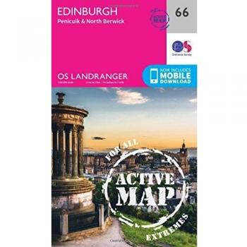 Ordnance Survey Landranger Active Map 66: Edinburgh, Penicuik & North Berwick (Waterproof)