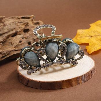 Bronze Rhinestone Claw Hair Clip for Women & Girls – Vintage Style