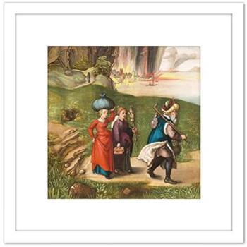 Vintage Dürer Portrait – Lot & His Daughters, 8 Square Wood‑Mount