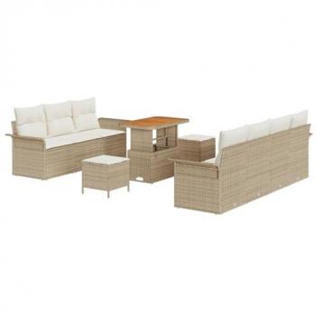 Canapé de jardin 10 pièces avec coussins confortables