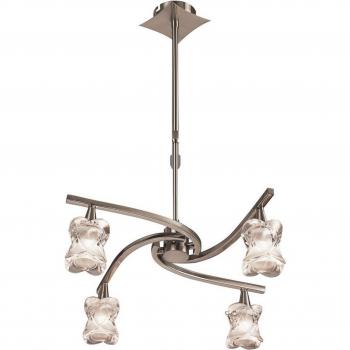 Rosa Telescopic Ceiling Pendant Semi Flush Convertible 4 Light G9, Satin Nickel