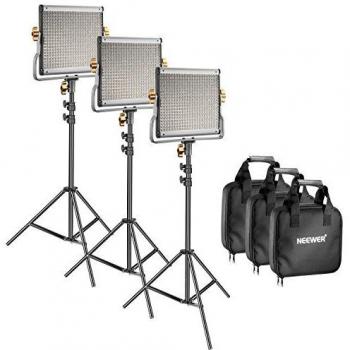 Neewer 3 Pack Dimmable Bi-color LED Video Light Set