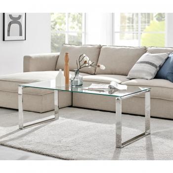 Miami Modern Clear Glass and Chrome Coffee Table