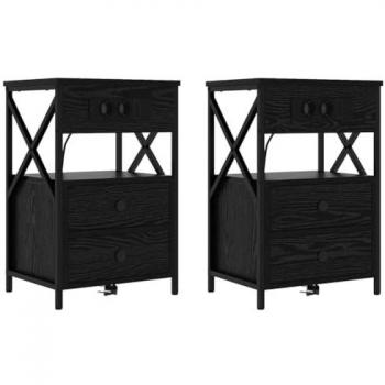 Cabinet de nuit 2 pcs chêne noir 40 x 31 x 60 cm