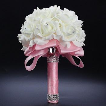 Floristería: Ramo de Lujo para Novia con Flores de Espuma, Rosas y Cinta