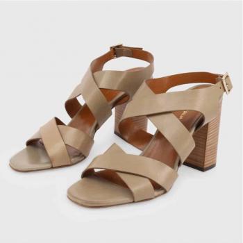 Brown Leather High Heel Sandals for Women, Made in Italy, Size 10 US