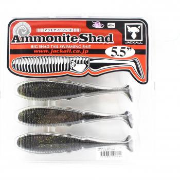 Jackall Soft Lure: Ammonite Shad 5,5 cm – Gold‑schwarzer Vibe‑Tail (9304)