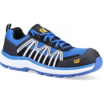Caterpillar Mens Charge Leather Safety Trainers Black/Orange 7 UK