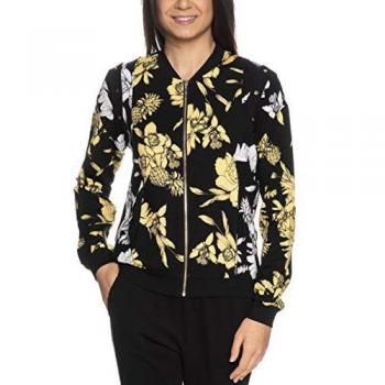 Felpa donna con stampe floreali nero giallo bianco
