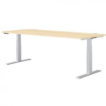 Bureau MODENA FLEX réglable électriquement – L 1200 × P 800 mm, érable/alu blanc