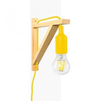 Éclairage mural Scandinave Yojo – structure bois et suspension – jaune lumineux