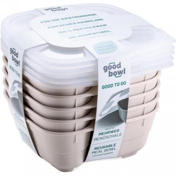Boîte repas Goodbowl 1000ml 2 compartiments sable 5 pièces