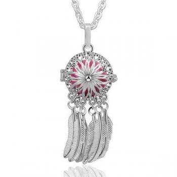 Pregnancy Flower Dream Catcher Necklace with Pink Bola