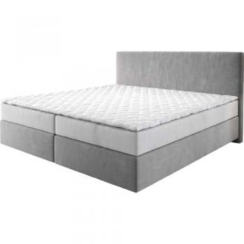 Traumhaftes Boxspringbett Mikrofaser Grau 200x200 cm mit Taschenfederkernmatratze und Visco-Topper