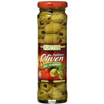 Kattus Oliven aus Spanien – Grüne, Kräuter‑Version 65 g