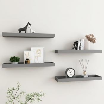 Wandregale Loggia 4‑Pack – 60 × 15 × 4 cm – grau aus MDF
