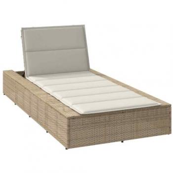 Tavolino Rilassamento Beige con Cuscino a Galleggiamento in Polirattan