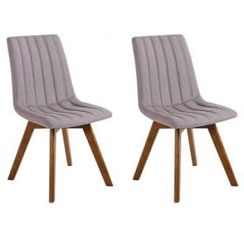 Beliani conjunto de 2 sillas de comedor calgary gris pardo