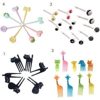 10pcs Mini Cartoon Fruit Forks