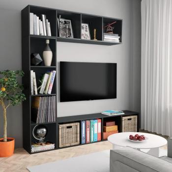 Mueble de TV y librería 3 piezas 180x30x180 cm