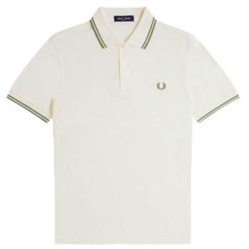 T‑shirt à double liseré beige Fred Perry