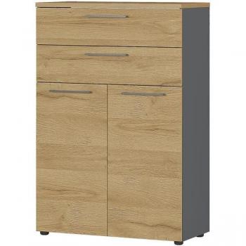 Germania Graphite/Oak Filing Cabinet with Auto‑Close Drawers