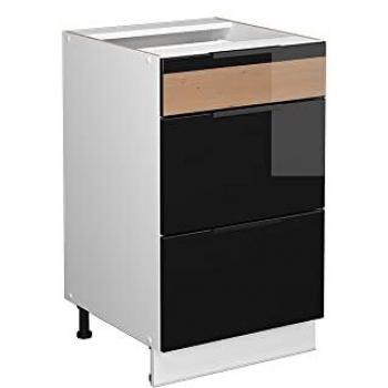 Meuble de rangement de salle de bain Fame-Line, Chêne noir brillant/blanc, 50 x 81.6 cm sans plan de travail Vicco