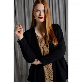 Blazer elegante sciancrato, Donna, Nero, Taglia 54, Seta sintetica/Poliestere