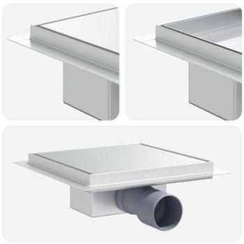 304 Stainless Steel 2‑in‑1 Silver Shower Drain – 20×20 cm (VidaXL)