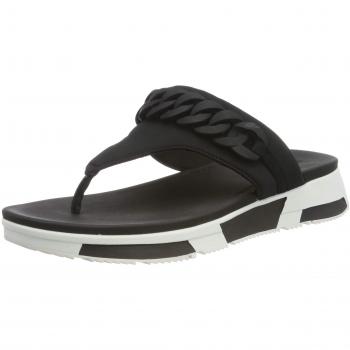 EU 40 Fitflop Heda Black Chain Toe‑Thong Sandals for Women