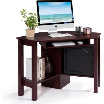 Mesa de Oficina Esquinera Costway 120 x 60 x 76,5 cm Café