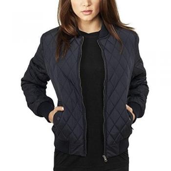 Urban Classics Women's Diamond Quilt Nylon Jacket, Navy, S