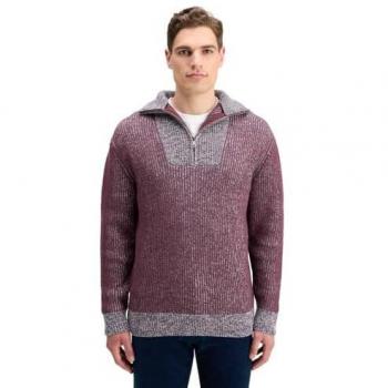 Männlicher Strickpullover mit Stehkragen in Purple, Größe Medium
